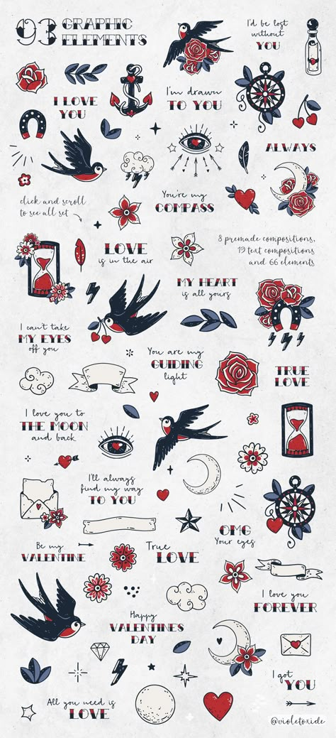 Old School Tattoo Words, Love Design Tattoo, Old Tattoo Style, Old School Tattoo Quotes, 7 2 Card Tattoo, Old School Leaves Tattoo, Old Fashioned Tattoo Ideas, True Love Traditional Tattoo, Valentine’s Day Traditional Tattoo