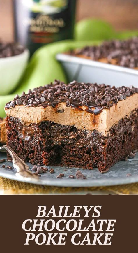 Chocolate Cake With Kahlua, Baileys Poke Cake Recipe, Baileys Hot Chocolate Cake Recipe, Bailey Chocolate Cake, Baileys Espresso Cream Cake, Baileys Chocolate Poke Cake, Tipsy Cake Recipe, Baileys Irish Cream Chocolate Cake, Baileys Chocolate Cake