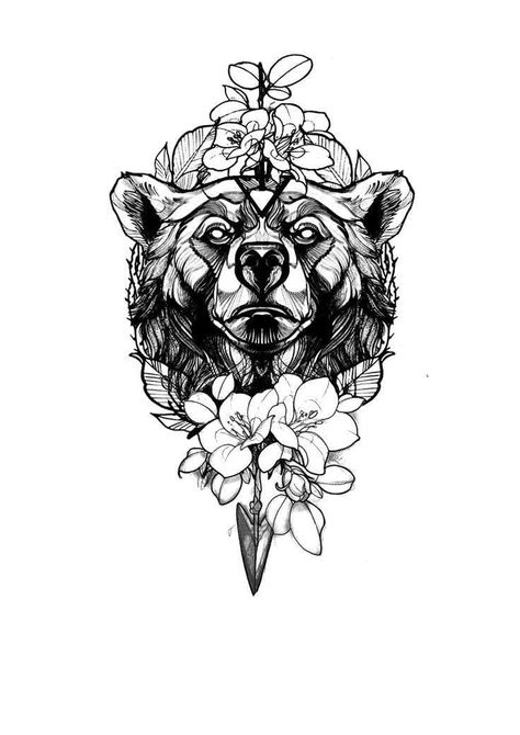 Bear And Raven Tattoo, Animal Themed Tattoos, Bear And Rose Tattoo, Woman Bear Tattoo, Bear And Woman Tattoo, Bear And Rabbit Tattoo, Bear Sleeve Tattoo For Women, Bear And Bunny Tattoo, Black Bear Tattoo Women