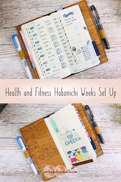 Hobonichi Weeks Fitness Planner, Health Journal Ideas Fitness Planner, Wellness Planner Ideas, Aesthetic Planners, Hobo Weeks, Wellness Planner, Hobonichi Planner, Planner Stamps, Free Aesthetic