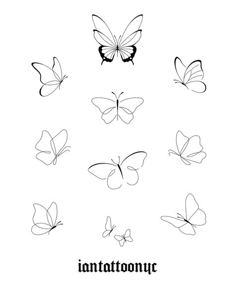 Flash Butterfly Tattoos Starting at $50: Discover our collection of ready-to-ink designs and find the one that resonates with you! 🦋 #ButterflyTattoo #FineLineTattoo #Tattoart #InkInspiration #TattooDesign Fine Line Butterfly Drawing, Stars And Butterfly Tattoos, Original Butterfly Tattoo, Dainty Tattoos Black Women, Flash Tattoo Butterfly, Finger Butterfly Tattoo, Butterfly Tattoo Dainty, Fine Line Tattoo Butterfly, Small Tattoos Butterfly