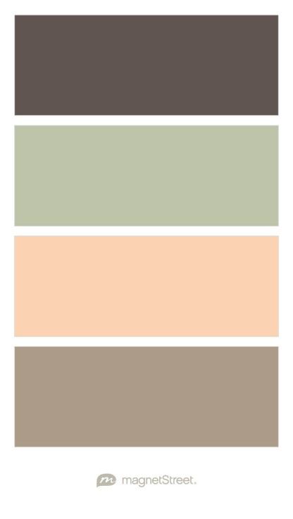 Slate, Sage, Peach, and Ashwood Wedding Color Palette - custom color palette created at MagnetStreet.com Peach Tile Bathroom, Candlelit Bath, Peach Bathroom, Calendar Magnets, Custom Refrigerator, Bright Bathroom, Bathroom Color Schemes, Bathroom Color, House And Home