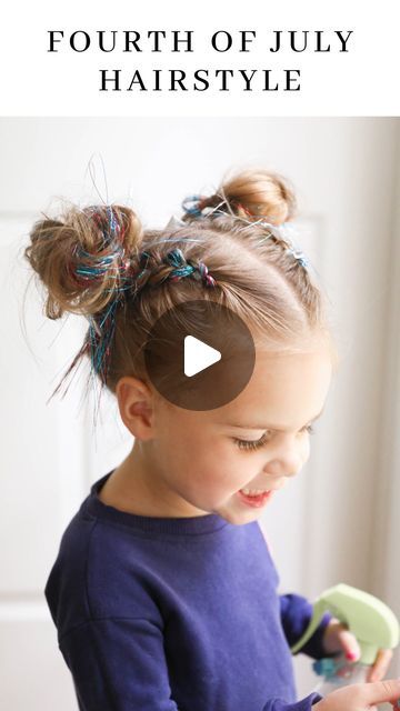 L A U R E N R E E D on Instagram: "Here’s a 4th of July hairstyle that is SO cute and so much fun!! ❤️🤍💙 I just combined three different colors of hair tinsel and tied them together with a clear hair tie. That way you can reuse them as often as you want! We finished the look off with the adorable July bows from @littlepoppyco 😍 You can use the code LAUREN15 to save on @littlepoppyco bows! #fourthofjuly #july4th #hairstyle #cutehairstyles #hairstylesforkids #lpcshowyourbows #hairtinsel #fairyhair #momlife" Different Colors Of Hair, Patriotic Hairstyles, Diy Hair Tinsel, Colors Of Hair, Easy Toddler Hairstyles, Cute Toddler Hairstyles, Clear Hair, Hair Tinsel, Marley Hair