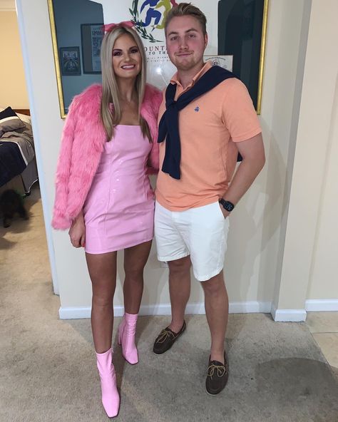 Beach Barbie And Ken Costume, Barbie And Ken Spirit Week, Barbie And Ken Outfit Ideas, Barbie Vs Ken Spirit Week, Barbie And Ken Halloween Costumes, Ken And Barbie Costume, Barbie And Ken Costume Couple, Ken Doll Costume, Barbie And Ken Halloween