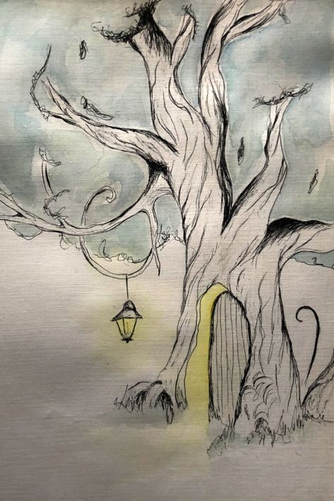 Watercolor Art Black, Fairy House Drawing, Fantasy Treehouse, Disney Princess Sketches, Tree House Drawing, Fairy Sketch, Princess Sketches, Light Watercolor, Tree Door