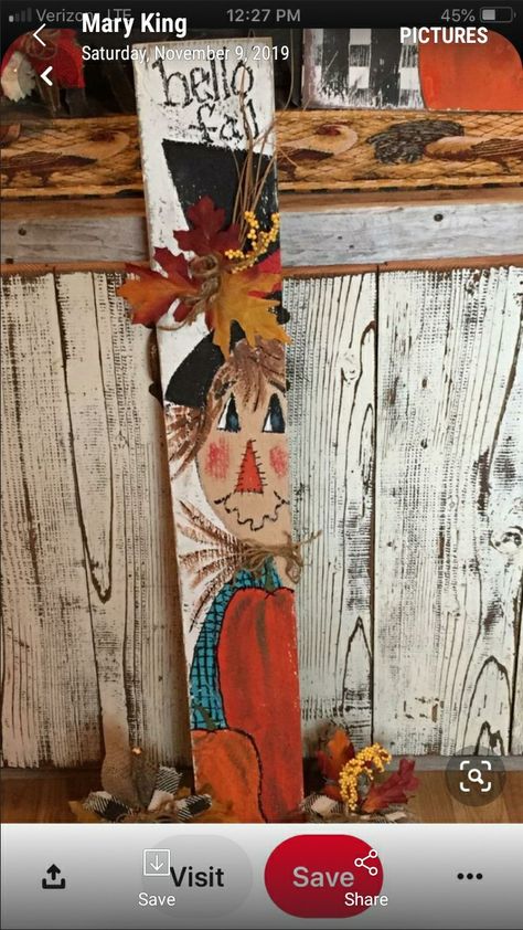 Wood Fall Decorations, Scarecrow Painting, Porch Boards, Fall Pallets, Scarecrow Crafts, Fall Wood Crafts, Crafts Fall, Fence Pickets, Fall Pumpkin Crafts