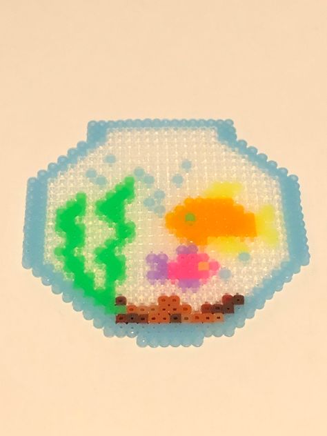 Perler beads Perler Bead Fish Bowl, Perler Bead Fish, Hamma Beads, Iron Beads, Bead Ideas, Perler Beads Designs, Fish Bowl, Perler Bead, Bead Designs