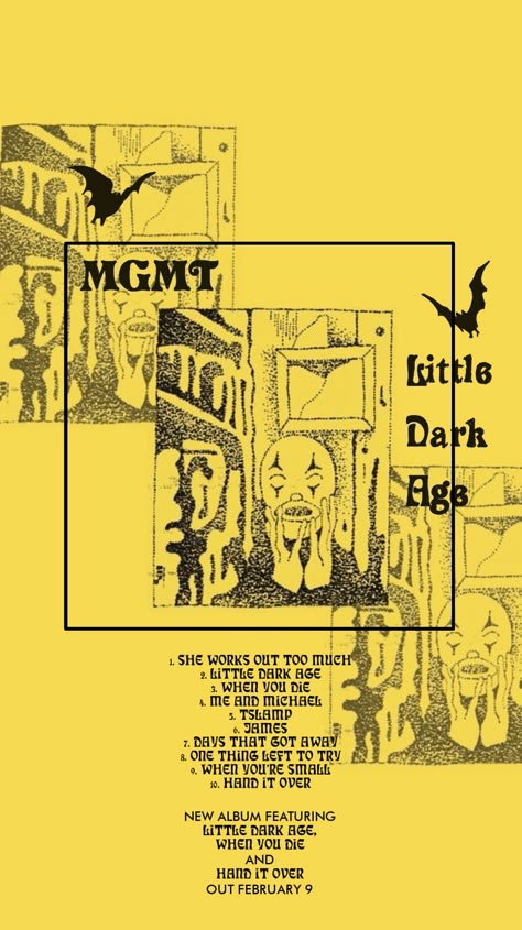 Wallpaper little dark age Yellow Music Poster, Little Dark Age Aesthetic, Andrew Vanwyngarden, Little Dark Age, Music Poster Ideas, Aesthetic Lockscreens, Music Poster Design, Posters For Room, Band Wallpapers