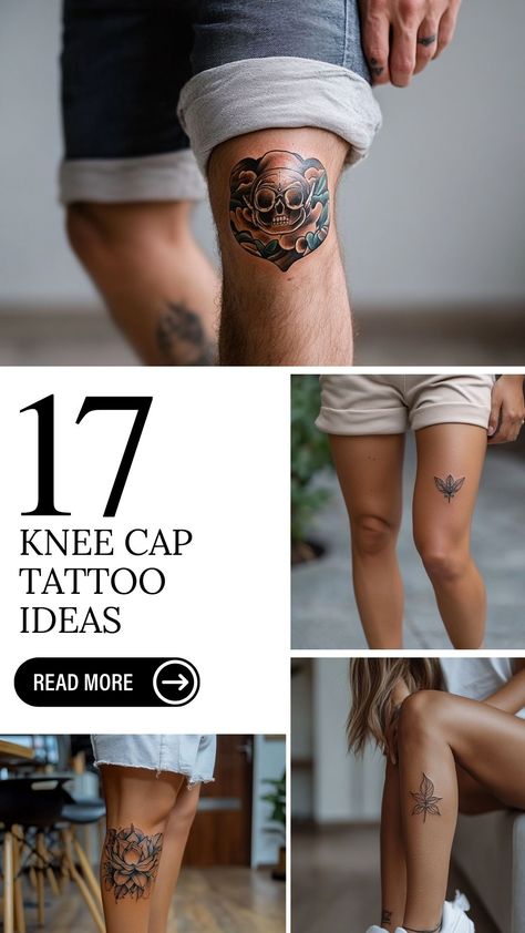 17 Knee Cap Tattoo Ideas to Empower Your Ink Journey (1) Knee Tatoos Woman, Knee Cap Tattoo Ideas, Kneecap Tattoo Women, Behind The Knee Tattoo, Over Knee Tattoo, Kneecap Tattoo, Knee Tattoo Ideas, Knee Cap Tattoo, The Knee Tattoo