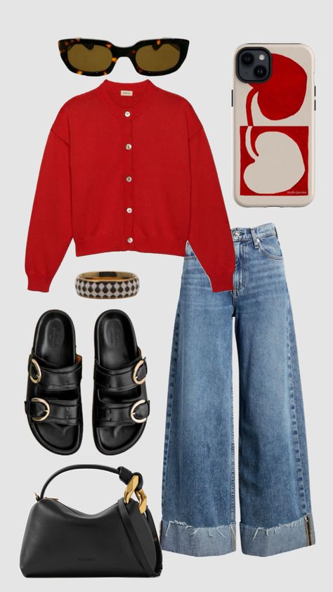 Collage Look Outfit, Reformation Outfit Street Styles, Basic Outfits Work, Fall Outfit Flatlay, Cool Artsy Outfits, Feminine Chic Outfits, Warm Autumn Outfits For Summer, Funky Business Casual Outfits, Eclectic Outfits For Women