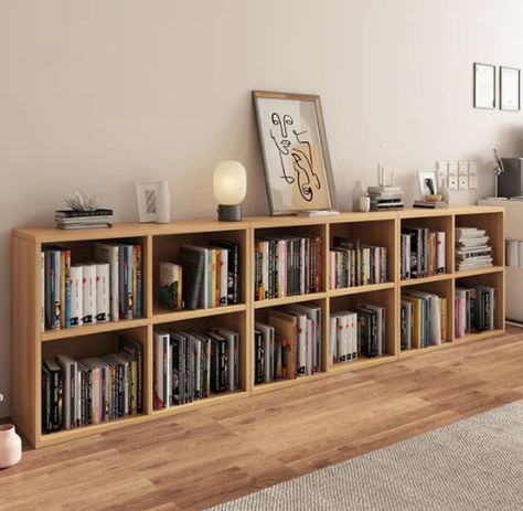 Long Bookshelf Low Bookcase, Long Low Bookcase, Short Bookshelf, Oak Bookshelves, Student Storage, Low Bookshelves, Board Game Storage, Low Bookcase, Cabinet Living Room