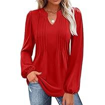 Long Sleeve Shirts For Women, Women Fall Tops, Ladies Tops Blouses, Casual Blouses, V Neck Tunic, Dressy Shirts, Tunic Tops Casual, Dressy Blouse, Puff Long Sleeves