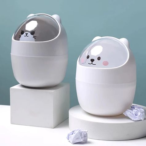 Household Daily Necessities Desktop Decoration Trash Can Cute Small Mini Table Dining Table Desk Creative Decoration Cartoon - Waste Bins - AliExpress Trash Storage, Garbage Storage, Makeup Brush Organization, Storage Buckets, Car Office, Trash And Recycling Bin, Mini Table, Recycle Trash, Trash Bins