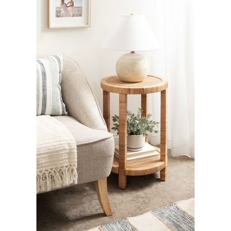 Kate and Laurel Rafina Rattan Side Table - 16x16x24 - Bed Bath & Beyond - 40695373 End Table Decor Ideas, Coastal Side Table, Beachy Room Ideas, Boho Plant Stand, Coastal Accent Table, End Table Decor, Home Office Area, Indoor Plant Stand, Room Side Table