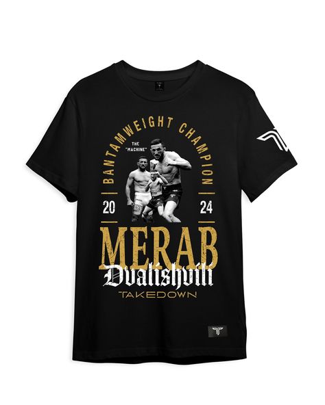 #ANDNEW Undisputed UFC Bantamweight Champion @merab.dvalishvili T-Shirt Available Now! Merab ‘The Machine’ Dvalishvili stepped into the Octagon tonight at #UFC306 against the formidable Suga Sean O’Malley and found a way to win. We’re beyond proud to rep Merab and thrilled to welcome our first UFC champ to Team Takedown! Merab Dvalishvili, Sean O Malley, Men's Clothes, The Machine, Ufc, To Win, Mens Outfits, T Shirt, Quick Saves