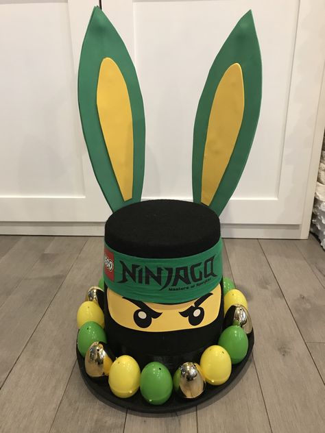 Ninjago Easter Bonnet Easter Parade Hats For Boys, Easter Egg Hat Ideas, Boys Easter Hat Parade Ideas, Easter Egg Bonnet Ideas, Lego Easter Bonnet, Boys Easter Hat Ideas, Easter Hat Parade Boys, Easter Bonnet Hat Ideas, Boys Easter Bonnet Ideas