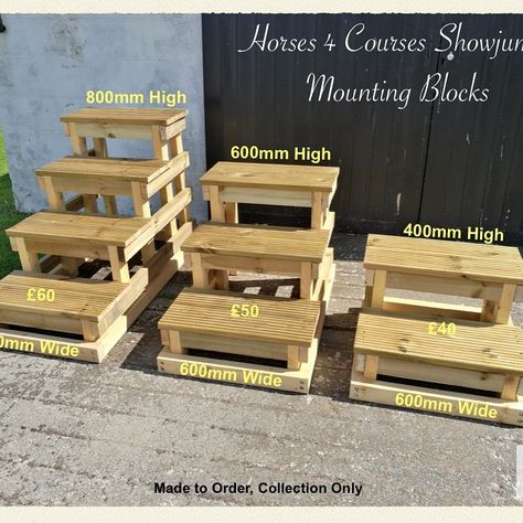 Diy Mounting Blocks For Horses, Horse Mounting Block Diy, Diy Mounting Block Horse, Horse Mounting Block, Building Steps, Livestock Shelter, Stable Ideas, Horse Products, How To Build Steps