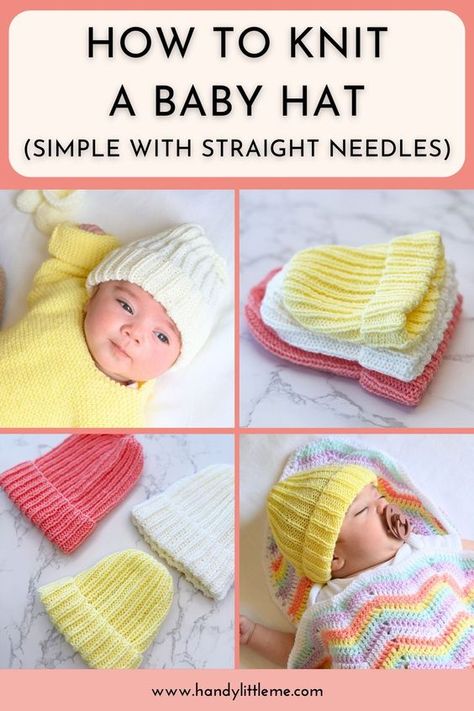 Baby Hats Knitting Free, Baby Hat Knitting Patterns Free, Basic Knitting, Beanie Knitting Patterns Free, Toddler Patterns, Baby Hat Knitting Pattern, Knitting Patterns Free Sweater, Knitting Stitches Tutorial, Easy Knitting Projects