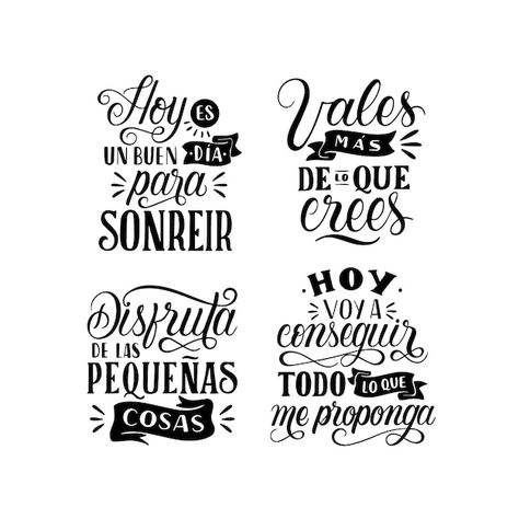 Free vector lettering motivational quote... | Free Vector #Freepik #freevector #assortment #sticker-pack #collection #sticker-set Motivational Quotes In Spanish, Spanish Stickers, Lettering Frases, Quotes In Spanish, Stickers Collection, Types Of Lettering, Lettering Quotes, Spanish Quotes, Sticker Collection