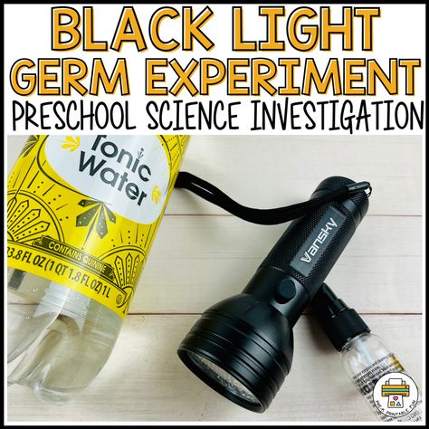 Black Light Science Experiments, Germs Experiment For Kids, Germ Experiment Preschool, Germ Lessons For Preschool, Preschool Germs Theme, Germ Preschool Activities, Germ Activities For Preschool, Germs Activities For Kids, Germ Experiment