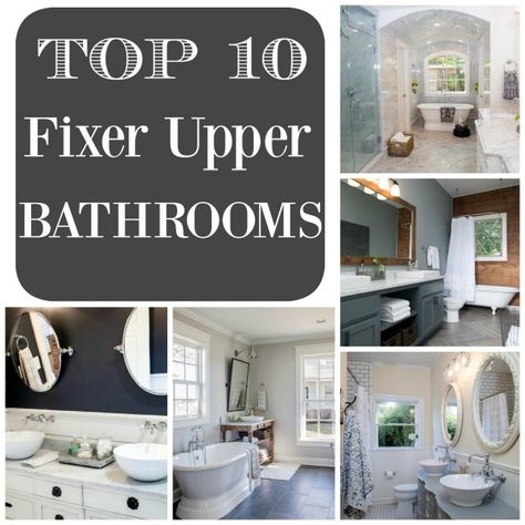 Top 10 Fixer Upper Bathrooms via Restoration Redoux Fixer Upper Bathrooms, Fixer Upper Bathroom Ideas, Joanna Gaines Bathroom Ideas, Bathroom Joanna Gaines, Joanna Gaines Bathroom, Fixer Upper Bedrooms, Bathroom Restoration, Fixer Upper Living Room, Fixer Upper Bathroom