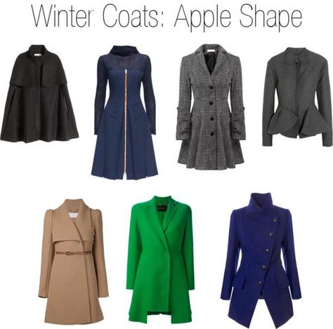 Winter coats for apply body shape                                                                                                                                                                                 More Apple Body Fashion, Apple Body Shape Fashion, Apple Body Shape Outfits, Apple Shape Fashion, Apple Shape Outfits, Dresses For Apple Shape, Apple Body Shapes, Shape Fashion, Apple Shape