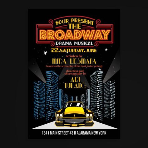 Broadway Graphic Design, Hollywood Graphic Design, Broadway Background, 42nd Street Musical, Broadway Sign, Broadway Poster, Broadway Theme, Theater Sign, Broadway Party