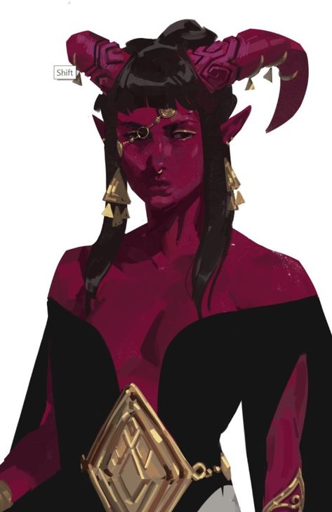 Artist : @arucelli Tiefling Female, Dnd Tiefling, Ange Demon, Dnd Art, Arte Sketchbook, Character Design References, Dnd Characters, Character Portraits, Fantasy Character Design