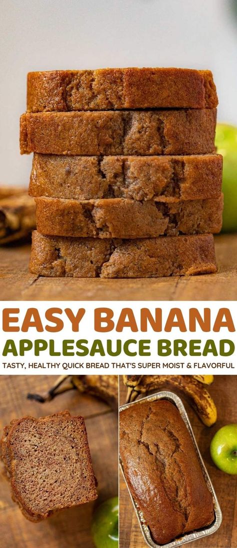 Banana Applesauce Bread, Banana Applesauce Muffins, Recipe Using Applesauce, Banana Bread With Applesauce, Applesauce Bread, Apple Bread Recipe, Apple Sauce Recipes, Easy Banana Bread Recipe, Apple Bread