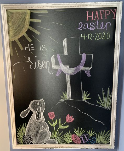 Easter Chalkboard Art, Chalkboard Scripture, Spring Chalkboard Art, Chalk Markers Art, Spring Chalkboard, Easter Chalkboard, Chalkboard Calendar, Chalkboard Drawings, Chalkboard Decor