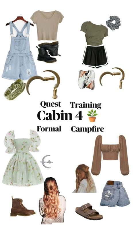 Children Of Demeter, Cabin Outfit, Percy Jackson Cabins, Percy Jackson Outfits, Hair Clothes, Percy Jackson And The Olympians, Percy Jackson, Cute Outfits, Cabin