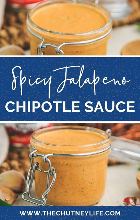 This Spicy Jalapeño Chipotle Sauce is smoky, sweet, tangy AND packs some heat! It’s good on just about anything and lasts for about a week in the fridge. #SpicySauce #ChipotleSauce Spicy Burger Sauce, Sauces For Chicken, Spicy Burger, Asian Sauces, Pork Sauce, Jalapeno Sauce, Mexican Sauce, Italian Sauce, Chipotle Sauce