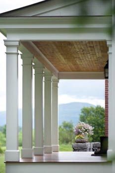 Porch Column Ideas, Wrapped Columns, Porch Details, Column Ideas, Exterior Columns, Front Porch Columns, Outdoor Columns, Backyard Covered Patios, Antique Brick