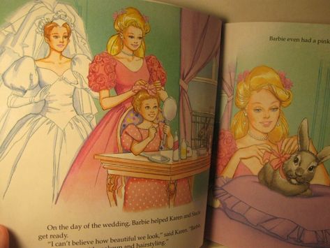 Vintage Barbie The Wonderful Wedding Soft Cover Children's Book, Golden 1996 4 Vintage Barbie Illustration, Barbie Book Illustration, Old Barbie Illustration, Wedding Barbie, Barbie Books 90s, Barbie Things, Barbie Books, Vintage Coloring Books, Barbie Vintage Reproduction