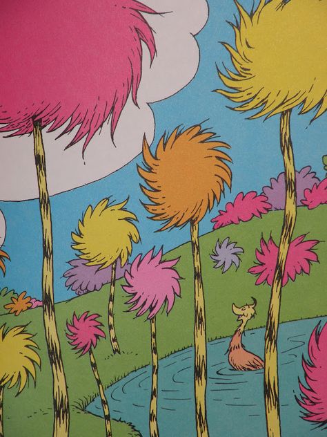 The Lorax Painting Canvases, Truffula Trees Painting, The Lorax Trees Painting, Lorax Trees Painting, Lorax Backgrounds, Lorax Decorations, Lorax Wallpaper, Truffala Trees, The Lorax Book