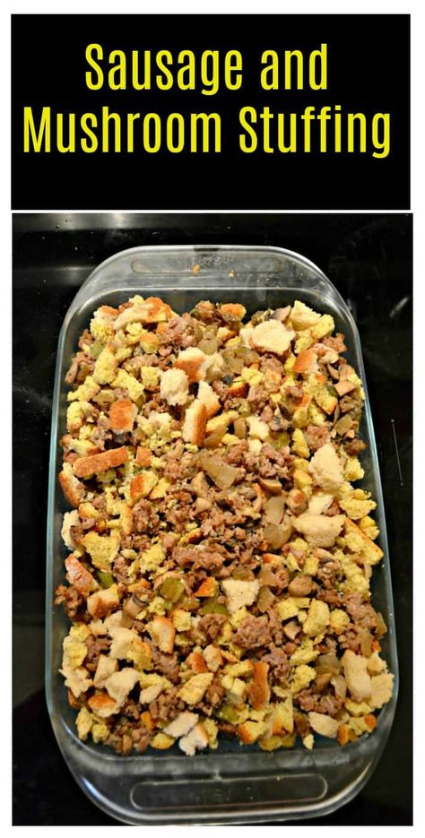 Turkey Stuffing With Sausage, Sausage And Mushroom Stuffing, Thanksgiving Stuffing Muffins, Sausage Stuffing Thanksgiving, Sausage And Mushrooms, Mushroom Stuffing, Sausage Mushroom, Sausage Stuffing Recipe, Dressing Recipes Thanksgiving