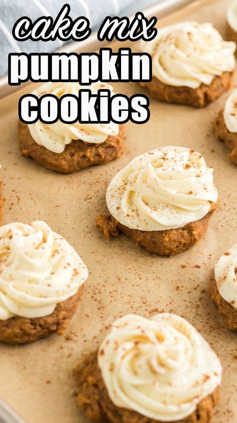 Pumpkin Spice Cake Mix Cookie Recipe, Pumpkin Cookies Made With Spice Cake, Pumpkin Cookies Using Spice Cake, Spice Cake Box Cookies, Pumpkin Cookies With Spice Cake Mix Easy, Pumpkin Spice Cake Mix Cookies, Thanksgiving Cake Mix Cookies, Spice Cake Pumpkin Cookies, Easy Spice Cake Mix Recipes