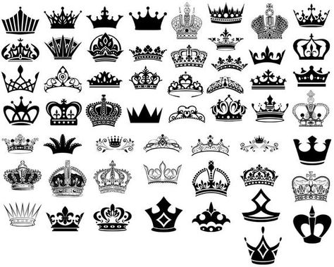 Crown Vector, Crown Silhouette, Arrow Clipart, Crown Svg, Crown Collection, Crown Tattoo Design, Owl Logo, King Crown, Clipart Silhouette