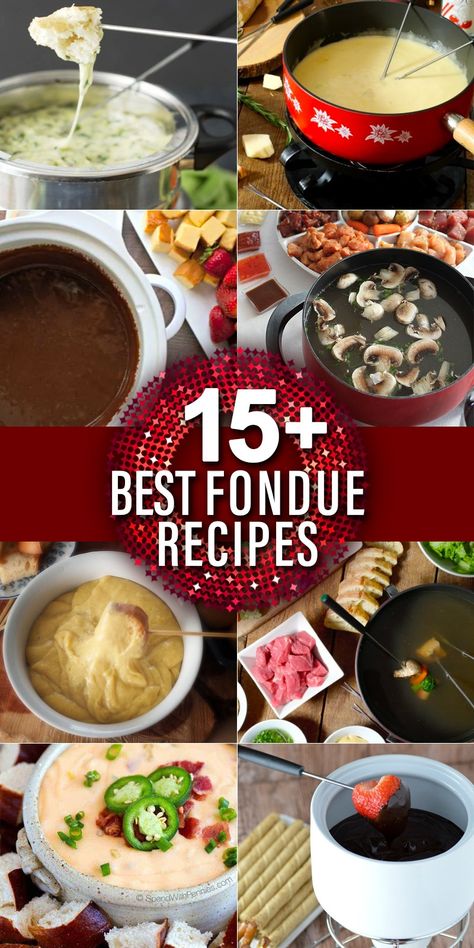 Fondu Board, Fun Fondue Ideas, Types Of Fondue, Nye Fondue Party, Vegetarian Fondue Recipes, Dessert Fondue Charcuterie Board, Fondue Platter Ideas, Fondue For Meat, New Years Fondue