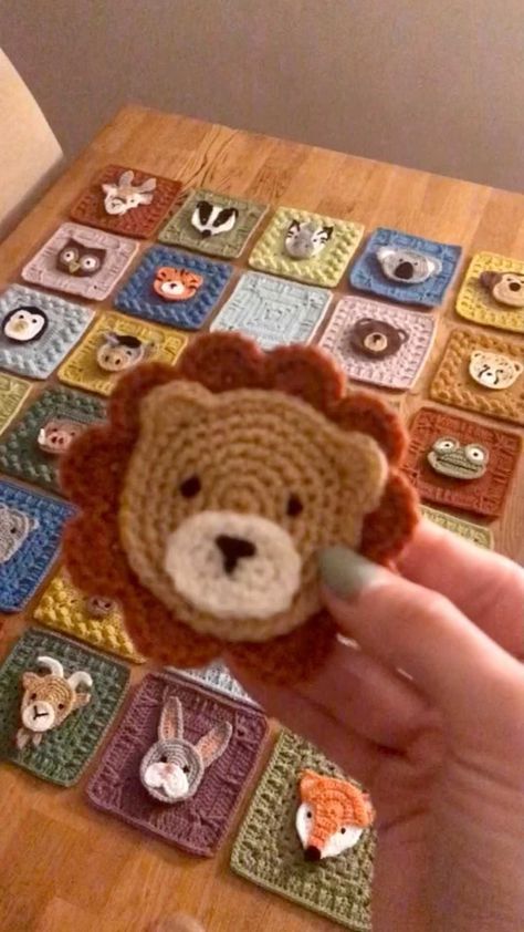 I’ve made my mind up! After a lot of switching and swapping, I’ve finally decided exactly how to arrange my squares and which animals to… | Instagram Crochet Animal Squares Patterns, Crochet Animal Granny Square Blanket, Animal Squares Crochet, Crochet Baby Blanket Animals, Crochet Animal Squares, Animal Baby Blanket Crochet, Crochet Animal Blanket, Animal Granny Squares, Crochet Blanket Animals