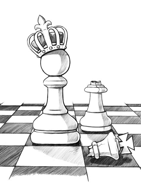 Chess Illustration, Simple Art Drawings, Simple Drawing Ideas, Easy Tattoo, Sketch Simple, King Drawing, Crown Illustration, Cute Monsters Drawings, Chess King