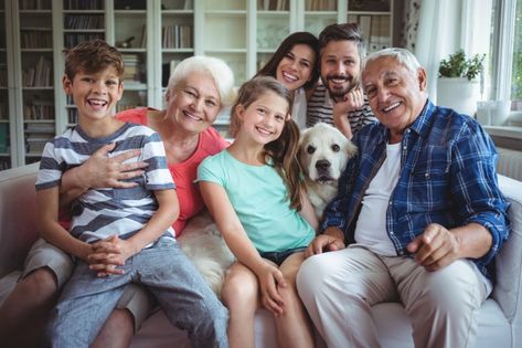 Portrait of happy family sitting on sof... | Premium Photo #Freepik #photo #love #house #family #woman Happy Family Images, Happy Family Pictures, Happy Parents, Aging In Place, Family Images, Foster Care, Cute Family, Kids Hands, Happy Family