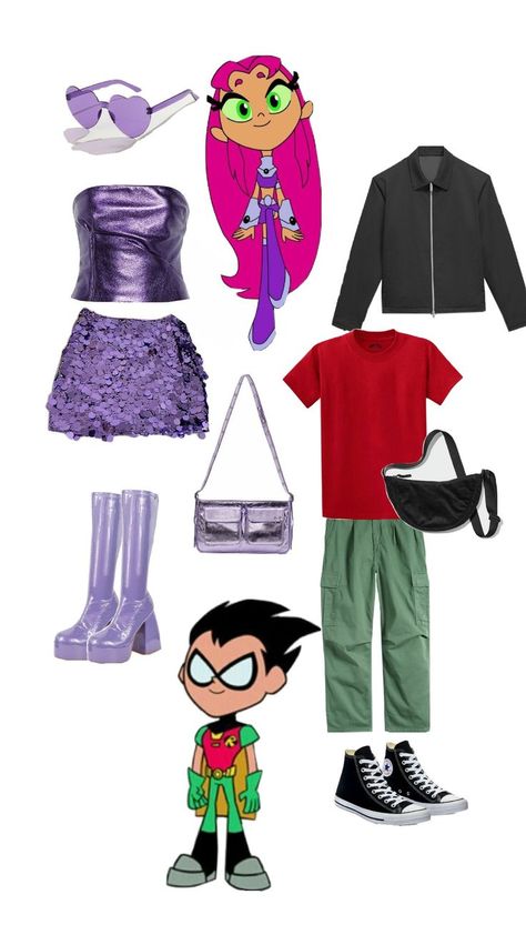 night out outfit Robin Inspired Outfit, Starfire Costume, Cute Couples Costumes, Robin Costume, Classy Halloween Costumes, Couples Halloween Outfits, Holloween Costume, Cute Couple Halloween Costumes, Trendy Halloween Costumes