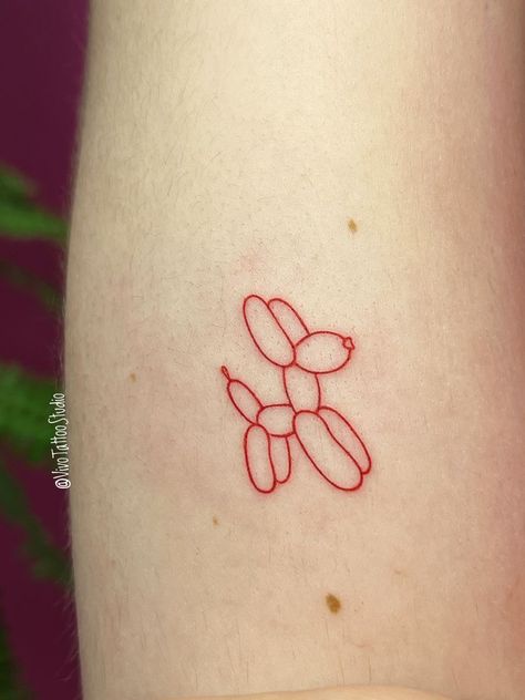 Balloon Animal Tattoo, Balloon Dog Tattoo, Small Matching Tattoos, Small Girly Tattoos, Ear Tattoo Ideas, Colorful Room Decor, Small Tats, Body Decor, Small Tattoos Simple