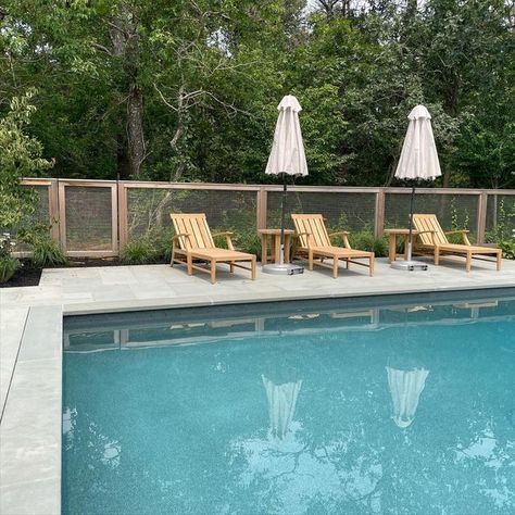 Rural Pool Fencing, Black Metal Pool Fence, Wooden Fence Around Pool, Mesh Pool Fencing, Pool Fence Landscaping, Fencing Around Pool, Modern Pool Fence, Pool Fencing Landscaping, Pool Fence Ideas