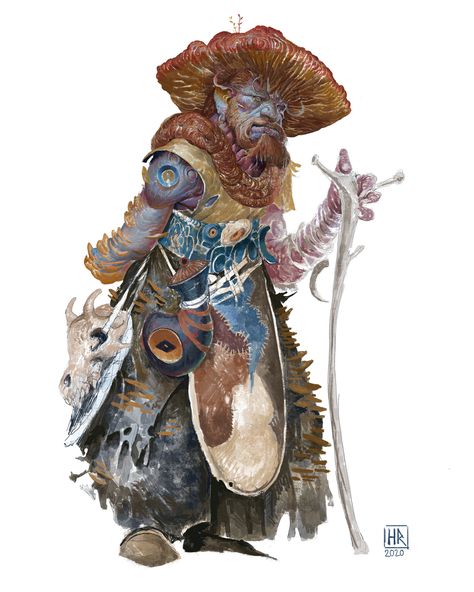 ArtStation - Character commission : Firbolg spore druid, Henrik Rosenborg Dnd Firbolg Character Design, Mushroom Dnd Character, Spore Druid Dnd, Druid Of Spores, Druid Firbolg, Mushroom Druid, Circle Of Spores Druid, Dnd Firbolg, Spores Druid