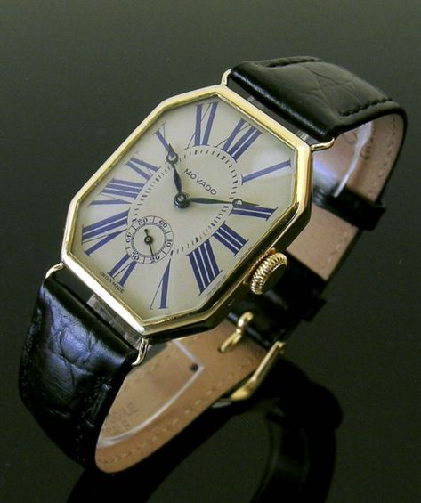 1920s 18ct gold octagonal vintage Movado wristwatch Classy Watch, Retro Watches, Best Watches For Men, Vintage Watches For Men, Jewelry Lookbook, Stylish Watches, Luxury Watches For Men, Beautiful Watches, Watch Collection