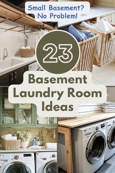 Looking to revamp your laundry space? These genius basement laundry room ideas will inspire you to create a more organized, efficient, and stylish room. Perfect for any basement setup! #LaundryRoomIdeas #BasementDesign #HomeOrganization #LaundryRoomDecor #SmallSpaceSolutions Basement Laundry Room Storage Ideas, Basement Laundry Rooms Ideas, Washer And Dryer In Basement, Laundry Room For Large Family, How To Make A Basement Laundry Room Look Nice, Large Basement Laundry Room Ideas, Cellar Laundry Room, Basement Laundry Organization, Laundry Room Workout Room Combo