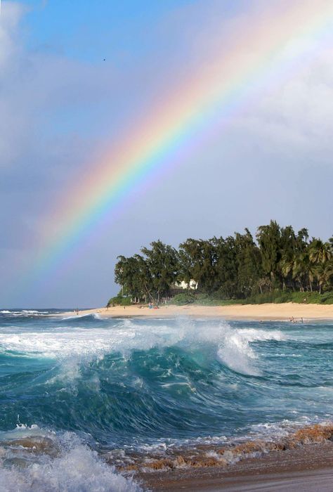 Sunset Beach, Oahu's North Shore, SD Hawaii Rainbow, Rainbow Sunset, North Shore Oahu, Sunset Sea, Oahu Hawaii, Sunset Beach, Beach Vibes, Hawaii Travel, Beach Scenes