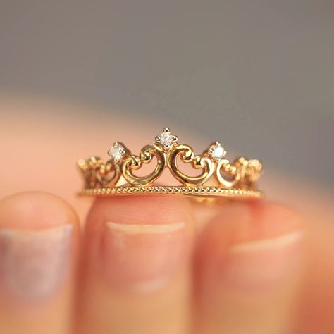 Girly Rings, Gold Crown Ring, Princess Crown Ring, Crown Ring Princess, Etsy Gold Ring, Crown Ring, Princess Crown, Gold Crown, 14k Gold Ring